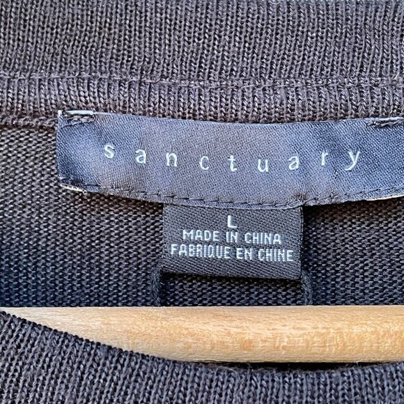 NWT Sanctuary Knot Your Business Black Crew Neck Sweater Womens L Recycled - Picture 5 of 13